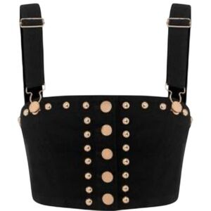 Alice McCall Black Denim Dream Big cropped studded top Sz 2 excellent condition